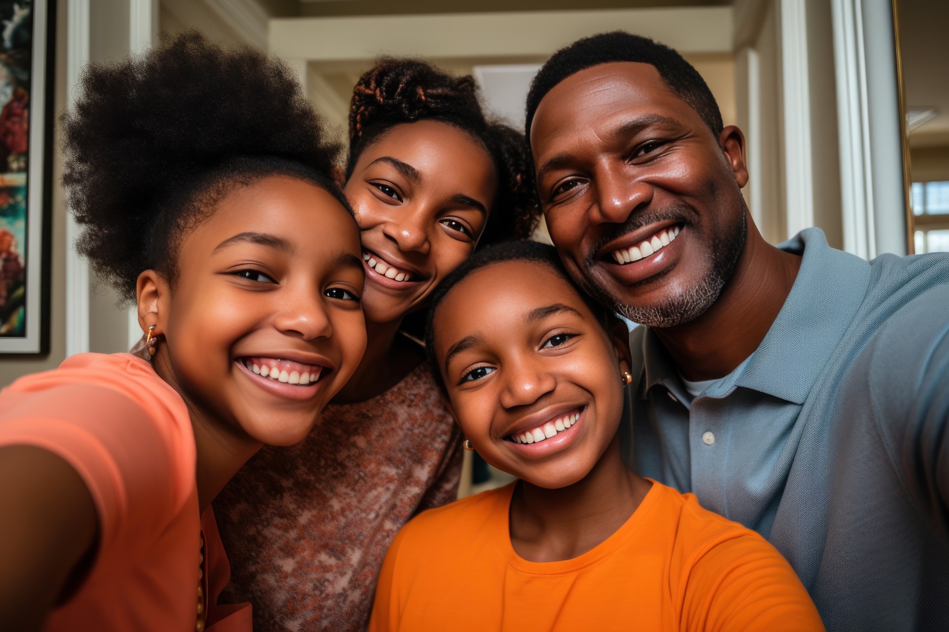 Famille africaine souriante